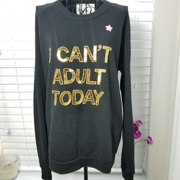 Bow & Drape Tops - Bow and Drape "I Can't Adult Today" Oversized Top